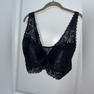 Daisy Fuentes Black Lace Dainty Babydoll Floral Whimsigoth Victorian Bralette 2X